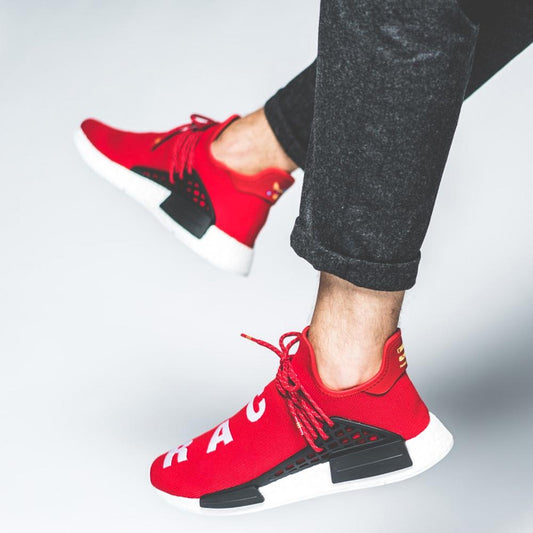 Pharrell Williams x adidas NMD HU Scarlet — UK 3.5 | EU 36 | US 4 — Side View