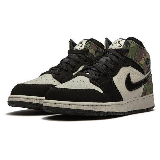 Air Jordan 1 Mid SE GS 'Camo' — UK 13.5 | EU 32 | US 1Y — Side View