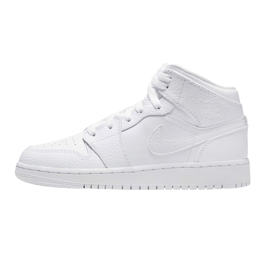 Air Jordan 1 Mid GS 'Triple White' — UK 13.5 | EU 32 | US 1Y — Side View