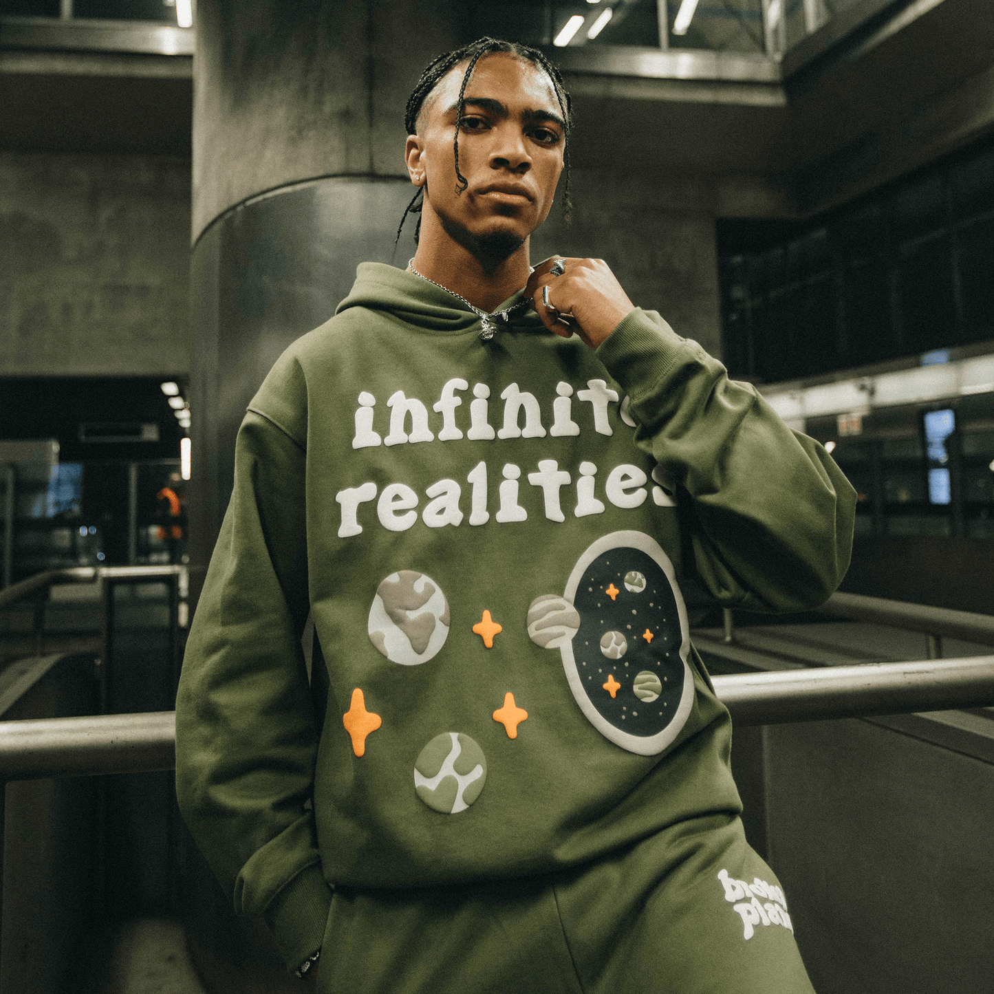 Broken Planet Hoodie x KG 'Olive Green' — XXS — Detail View
