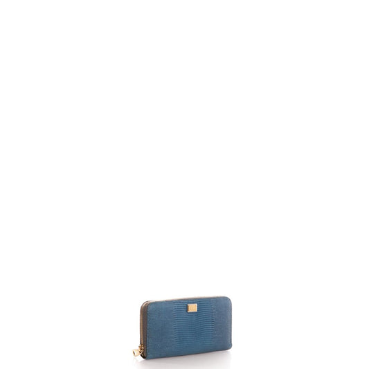 Dolce & Gabbana Purse Wallet in Blue, Exotic Effect Leather — Side View