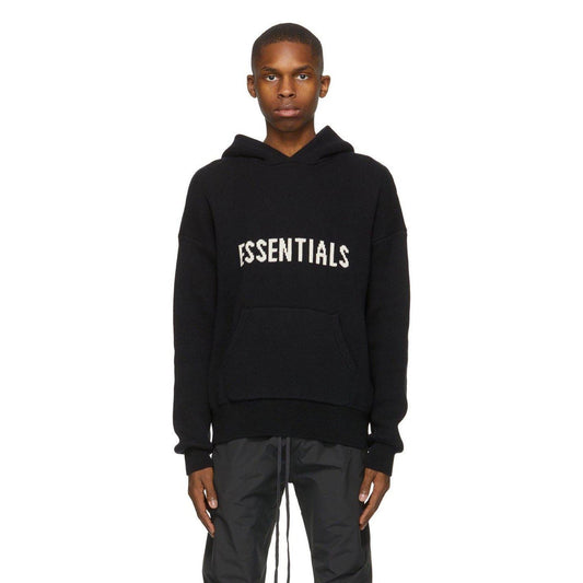 FEAR OF GOD ESSENTIALS Knit Hoodie Black — XXS — Side View