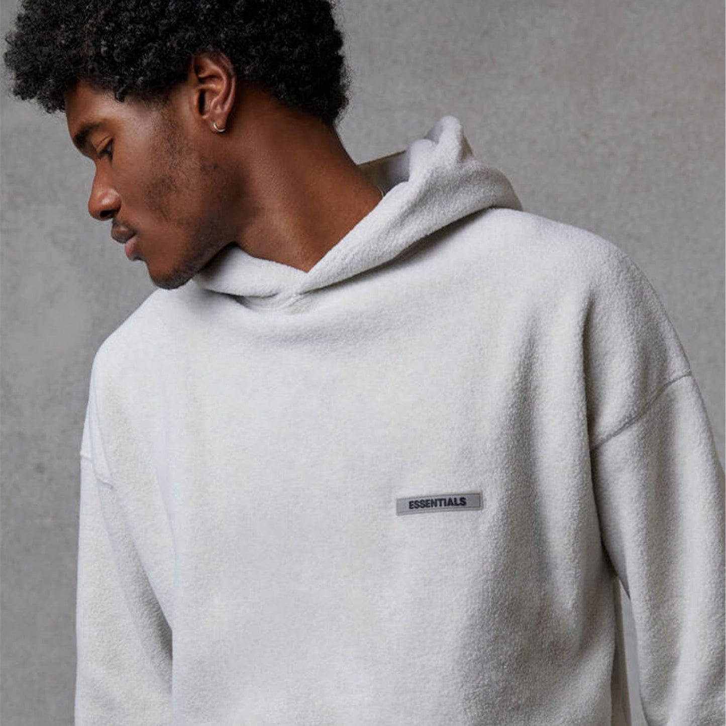 FEAR OF GOD ESSENTIALS Polar Fleece Hoodie Oatmeal — XXS — Detail View