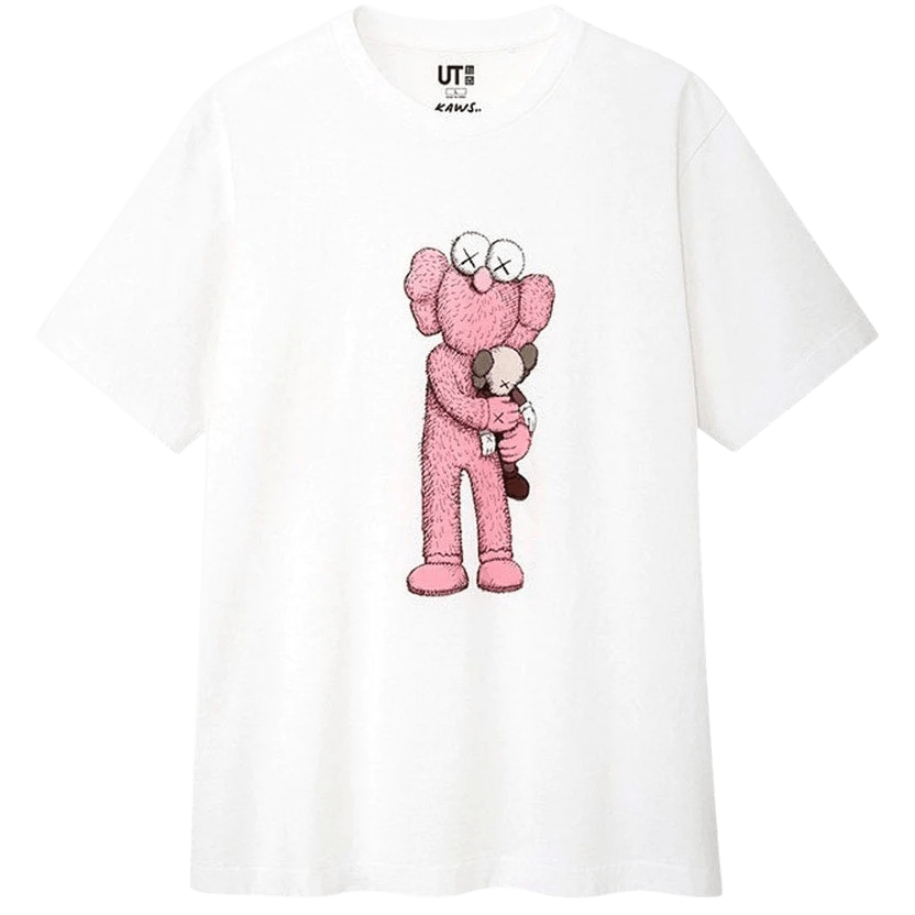 KAWS x Uniqlo Pink BFF Tee White — XXS — Front View