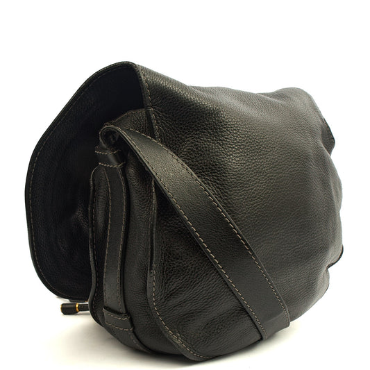 Chloe Cross Body Marcie Satchel in Black, Calfskin Leather — Side View