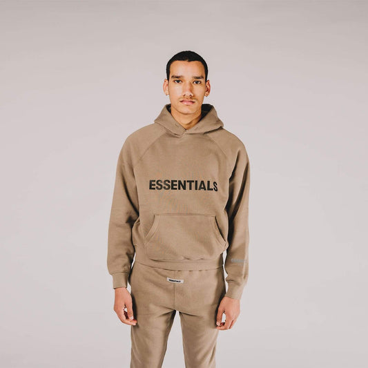 FEAR OF GOD ESSENTIALS 3D Silicon Applique Pullover Hoodie Taupe — XXS — Side View