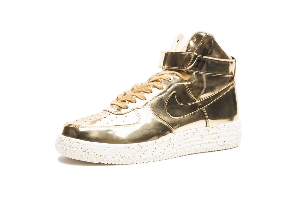Nike Lunar Force 1 High SP Liquid Gold — UK 3 | EU 35.5 | US 3.5 — Side View