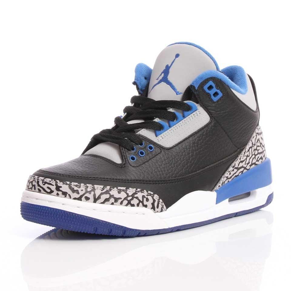 Nike Air Jordan III Retro Black-Sport Blue — UK 3 | EU 35.5 | US 3.5 — Side View