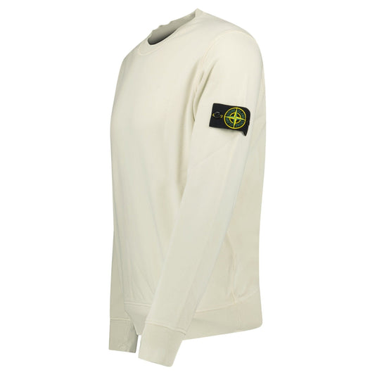 Stone Island Compass Badge Organic Cotton Crewneck Sweatshirt Sand — S — Side View