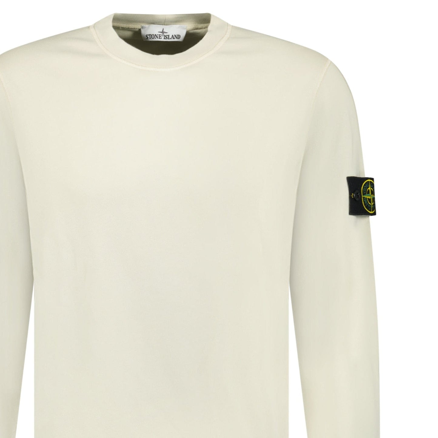 Stone Island Compass Badge Organic Cotton Crewneck Sweatshirt Sand — S — Top View