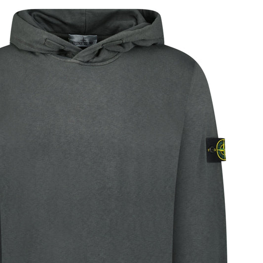 Stone Island ‘Old’ Treatment Hooded Sweatshirt In Charcoal Grey — S — Side View