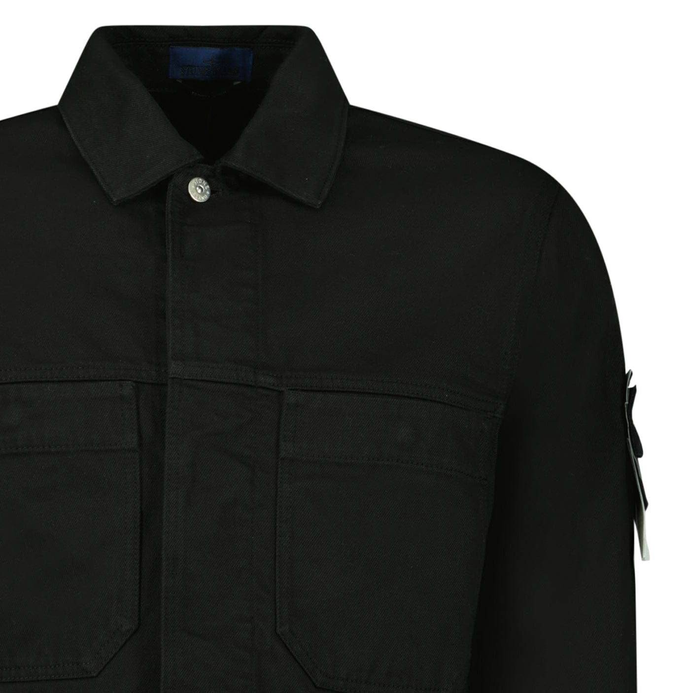Stone Island Bull Denim-TC Coach Jacket in Black — S — Detail View