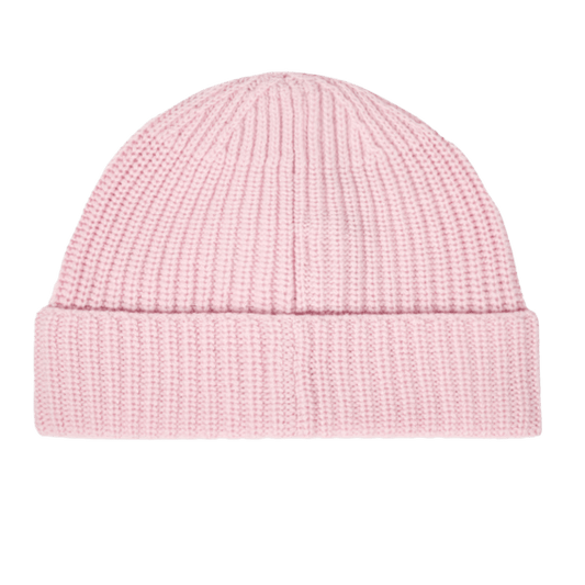 Stone Island Pink Beanie with Compass Patch — Side View