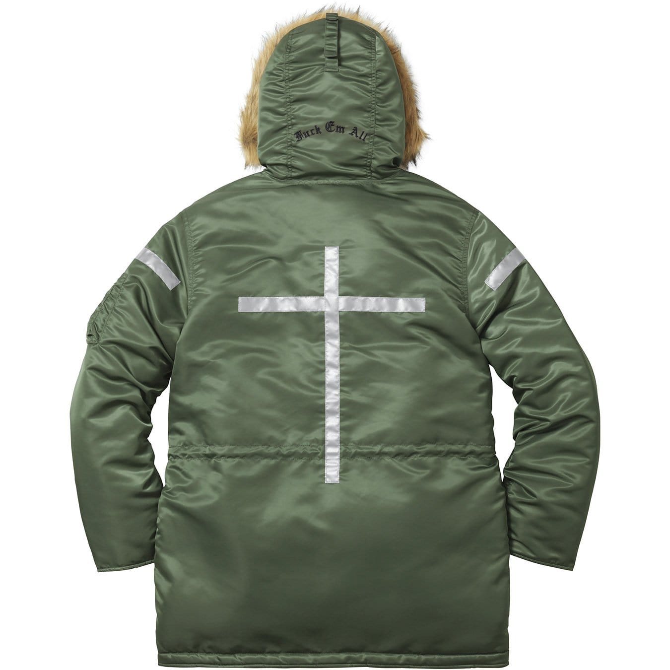 Supreme Reflective Cross N-3B Parka - Olive — XXS — Back View
