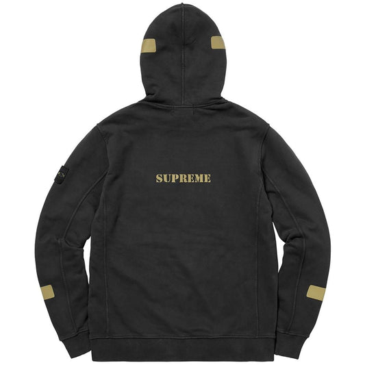 Supreme-Stone Island Hooded Sweatshirt - Black — XXS — Side View