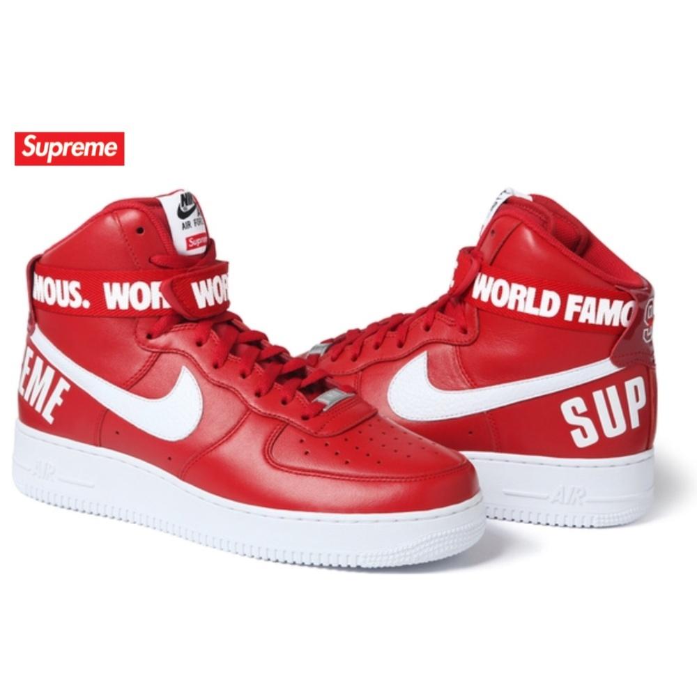 Nike Air Force 1 High Supreme SP Red — UK 3 | EU 35.5 | US 3.5 — Top View