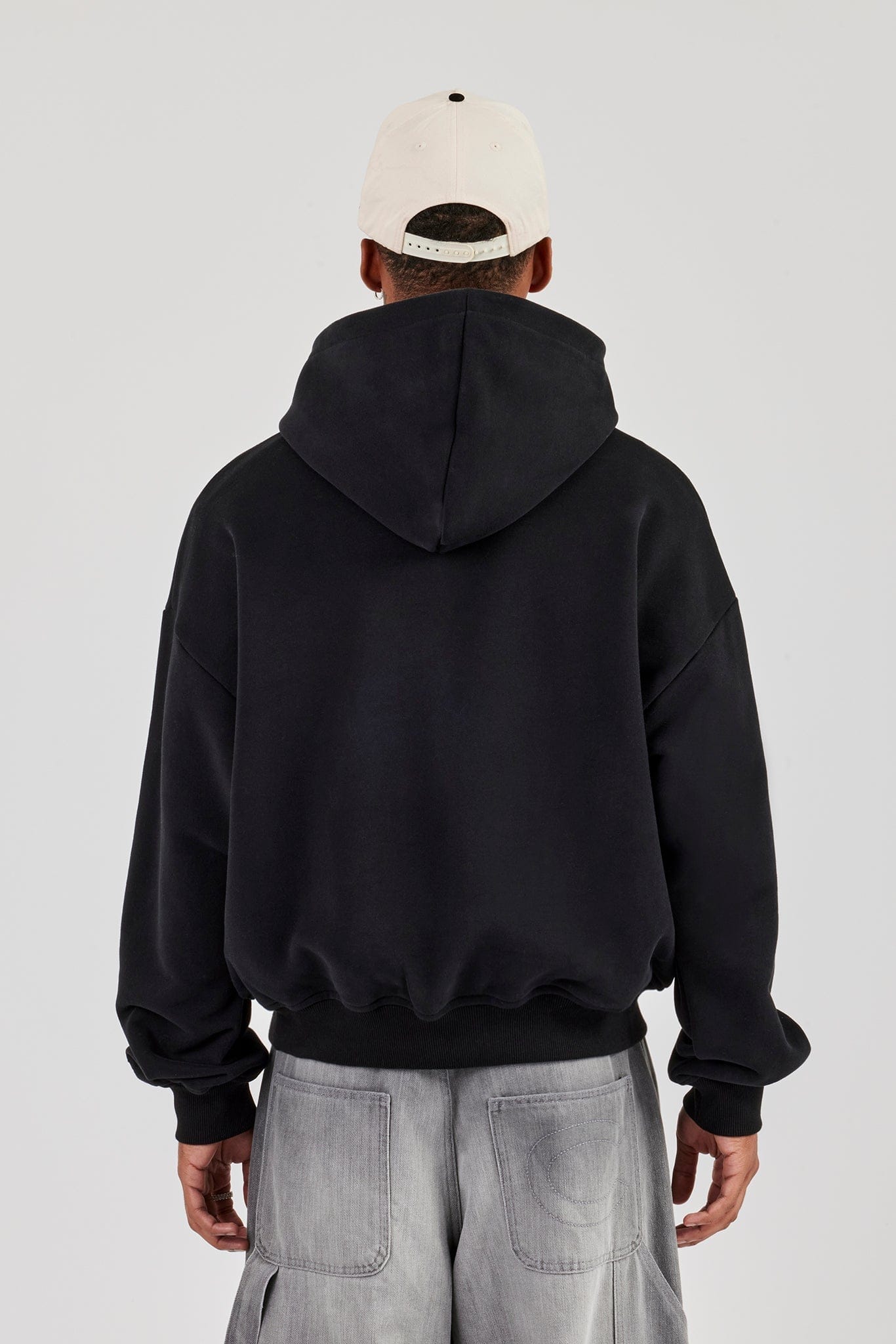 Cernucci Mens Boxy Hoodie - Black — S — Top View