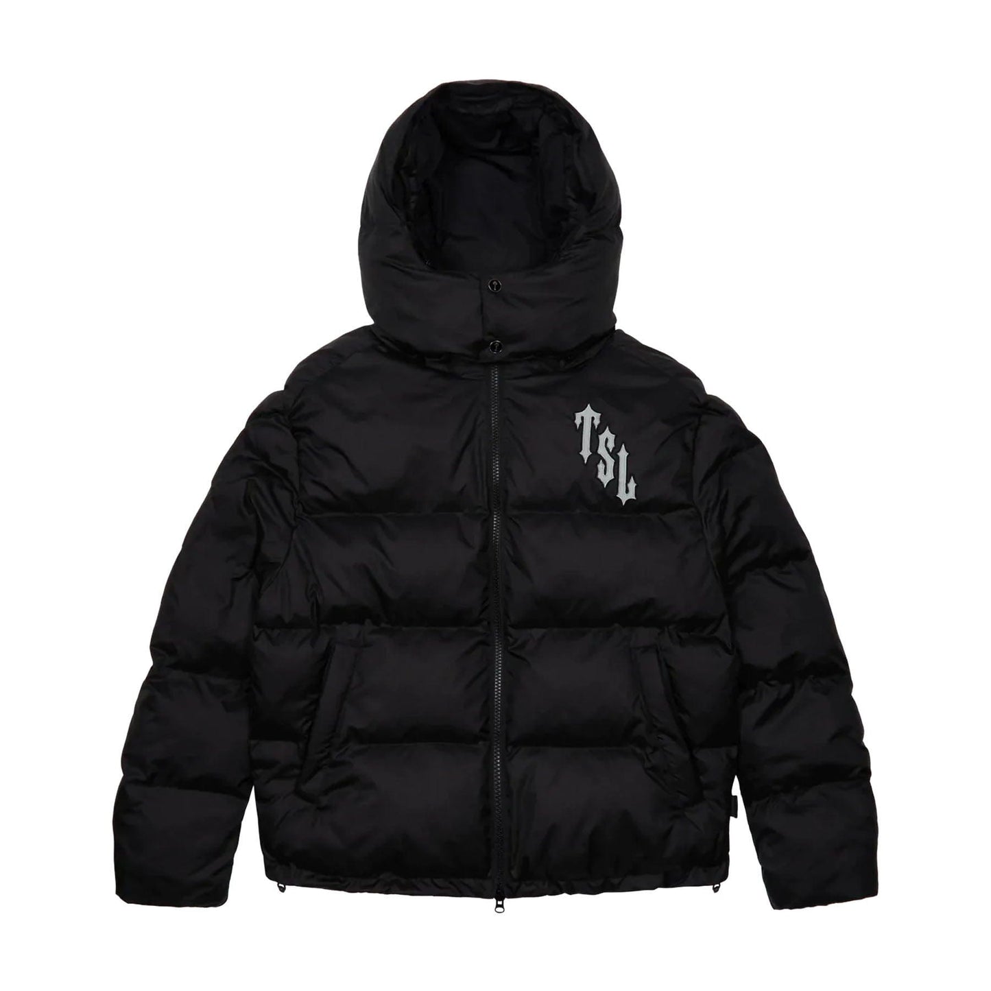 Trapstar Shooters Hooded Puffer Jacket - Black/Reflective — XXS — Side View