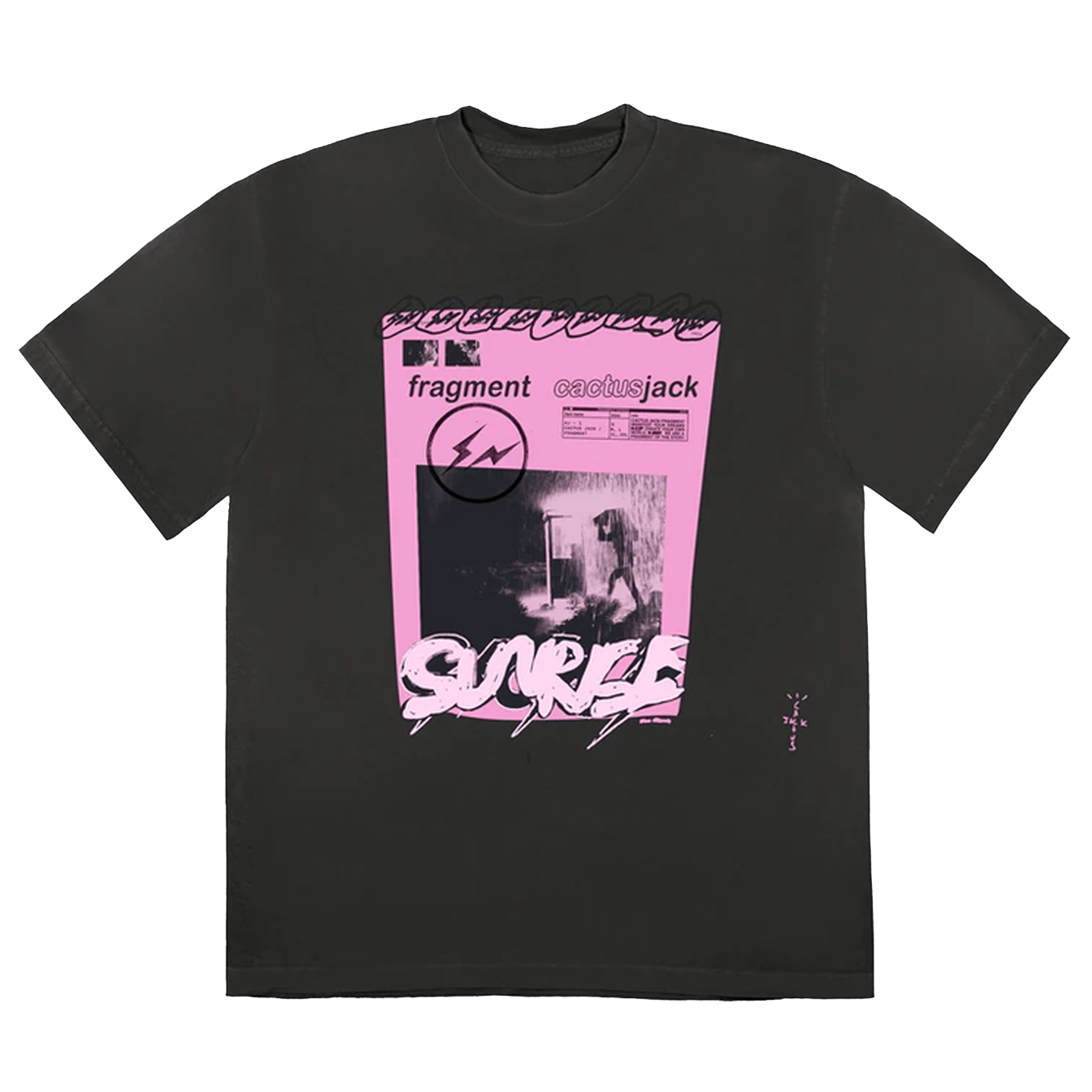 Cactus Jack by Travis Scott For Fragment Pink Sunrise Tee 'Black' — XXS — Front View