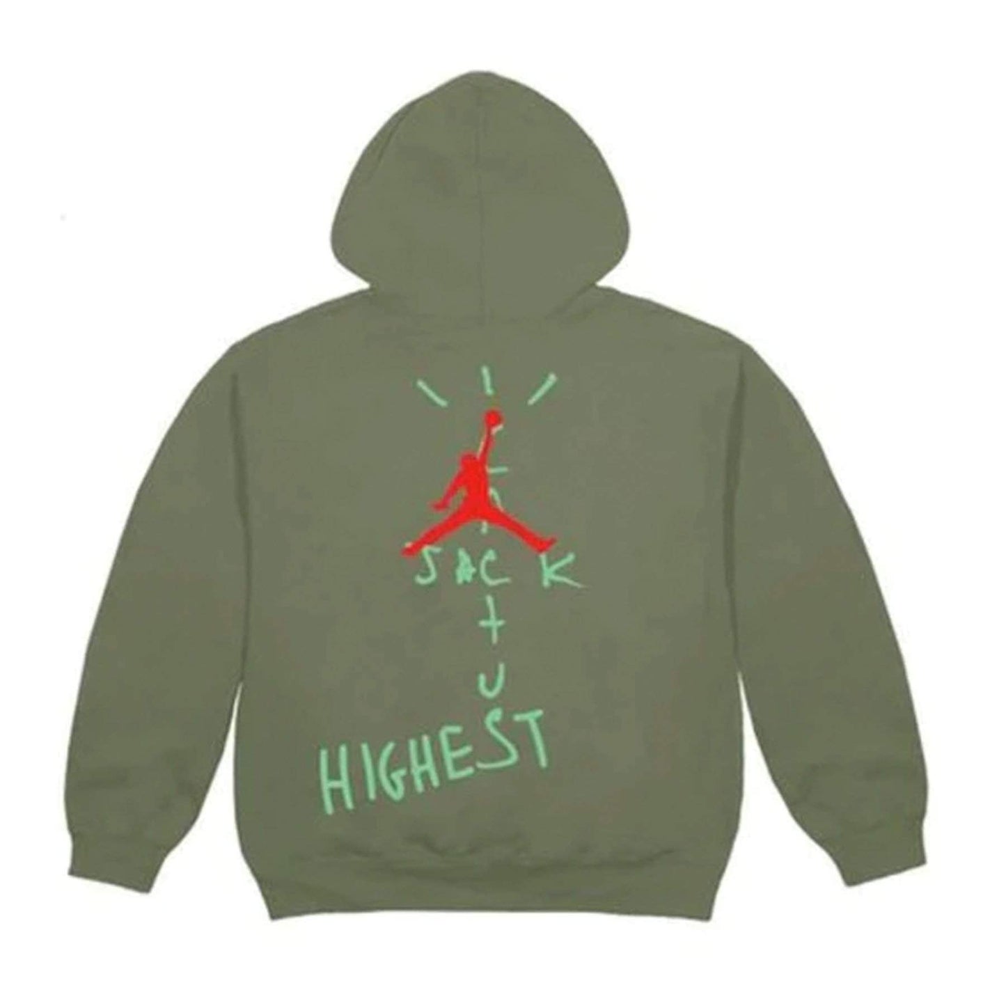 Travis Scott Jordan Cactus Jack Highest Hoodie Olive — XXS — Side View