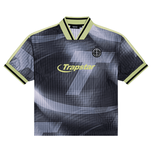 Trapstar Hyperdrive SS Football Jersey 'Black/Neon' — XXS — Front View