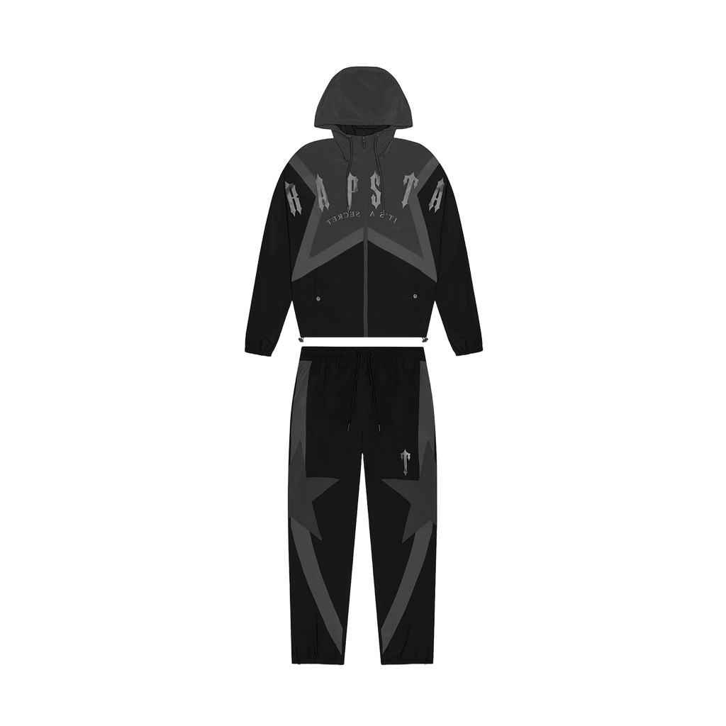 Trapstar Irongate Arch Star Shell Tracksuit 'Black' — XXS — Front View