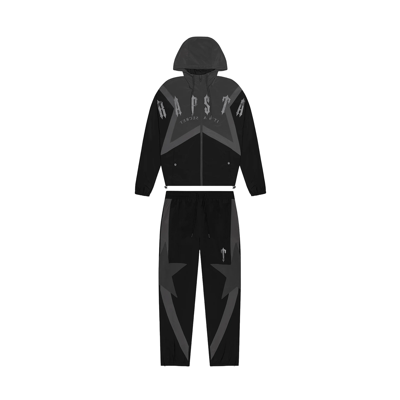 Trapstar Irongate Arch Star Shell Tracksuit 'Black' — XXS — Front View