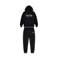 Trapstar Chenille Decoded Hooded Tracksuit-Black/Light Blue — XXS — Front View