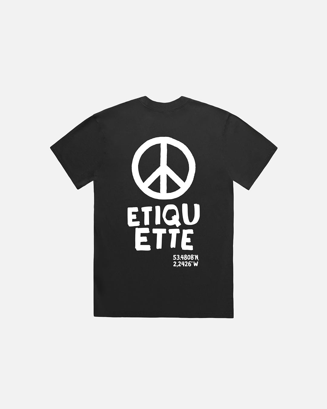 Etiquette PEACE TEE 'BLACK' — Faded Black — Size S — Side View