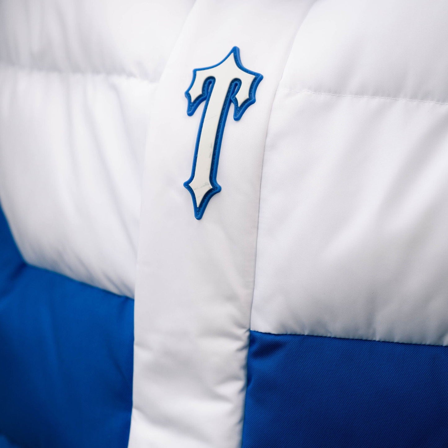 Trapstar Decoded Puffer 25 'White Blue' — XXS — Back View