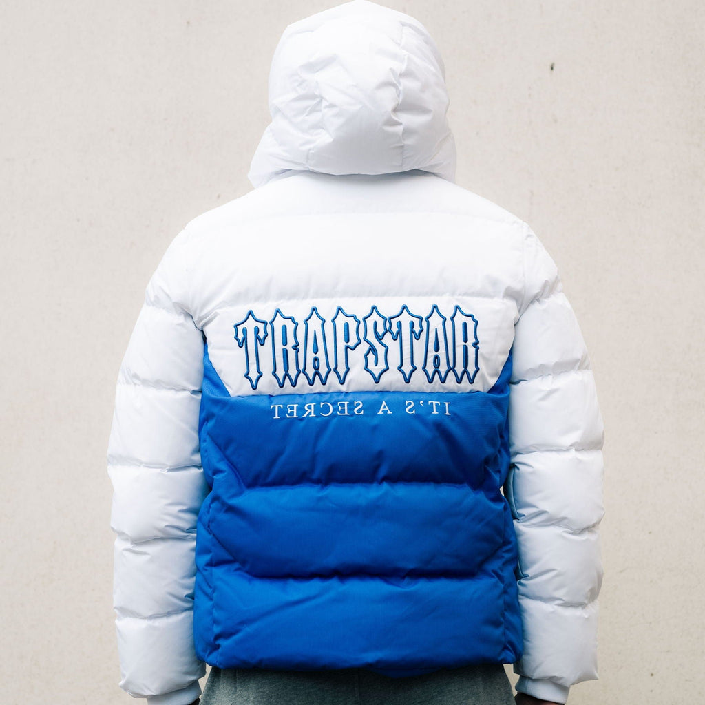 Trapstar Decoded Puffer 25 'White Blue' — XXS — Top View