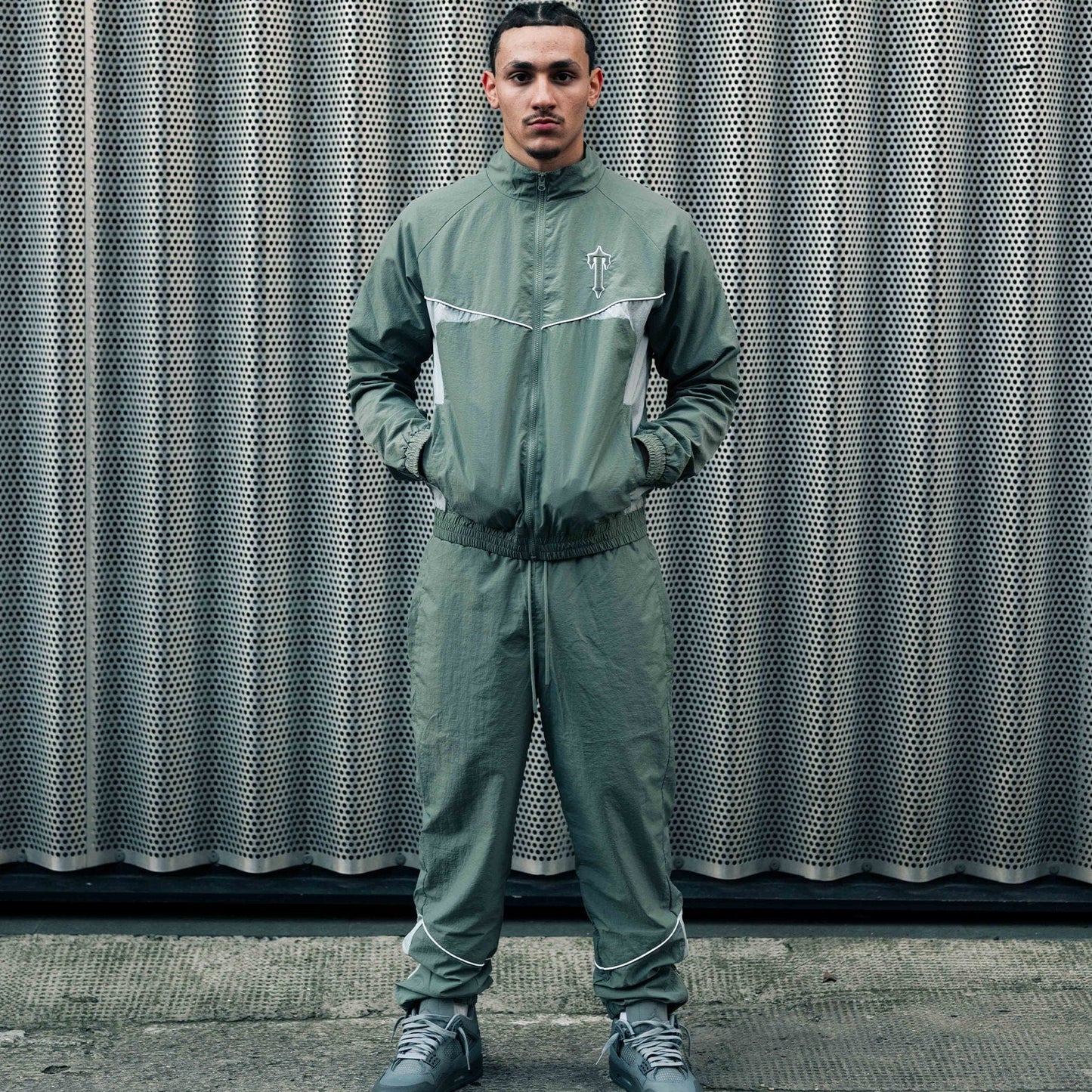 Trapstar Irongate Shell Tracksuit 'Khaki' — XXS — Back View