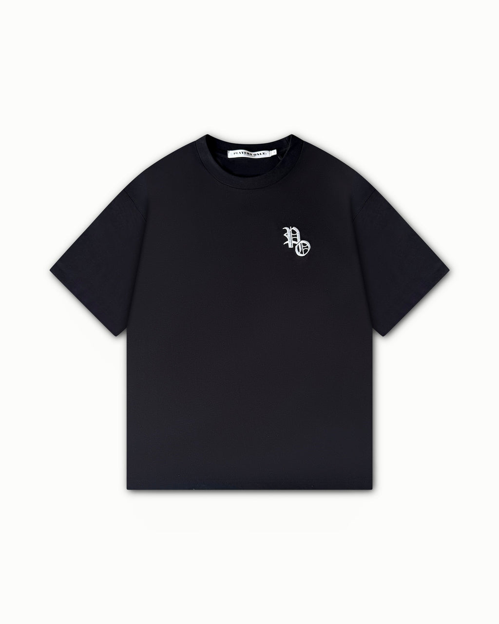 PLAYERS ONLY BLACK EMBROIDERED TEE — Small — Front View