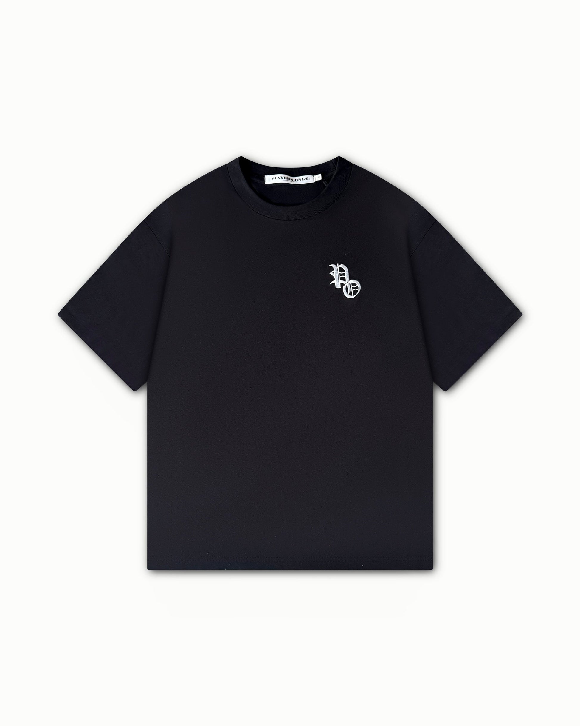 PLAYERS ONLY BLACK EMBROIDERED TEE — Small — Front View