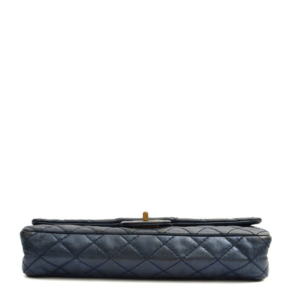 Chanel Shoulder Bag 2.55 Reissue East West Clutch in Blue, Crinkled Calfskin Leather — Detail View