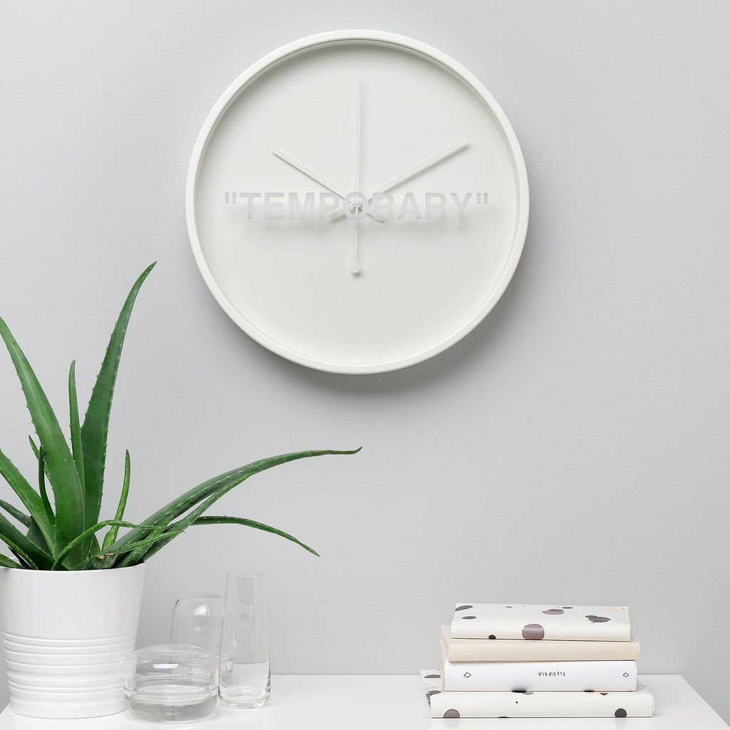Virgil Abloh x IKEA MARKERAD "TEMPORARY" Wall Clock White — Back View
