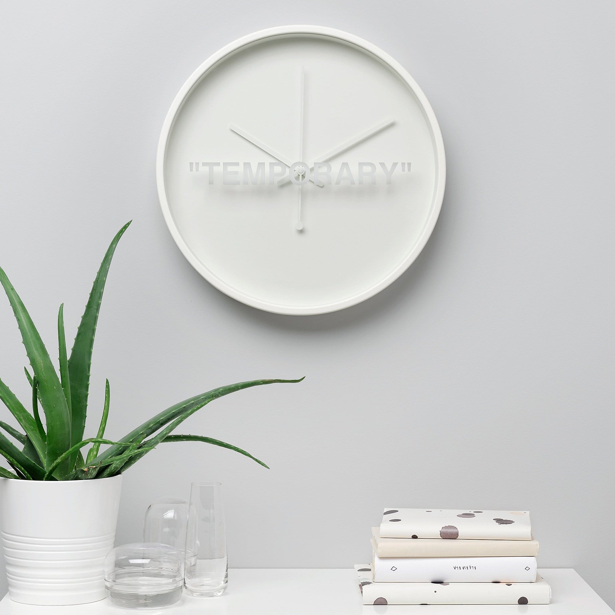 Virgil Abloh x IKEA MARKERAD "TEMPORARY" Wall Clock White — Back View