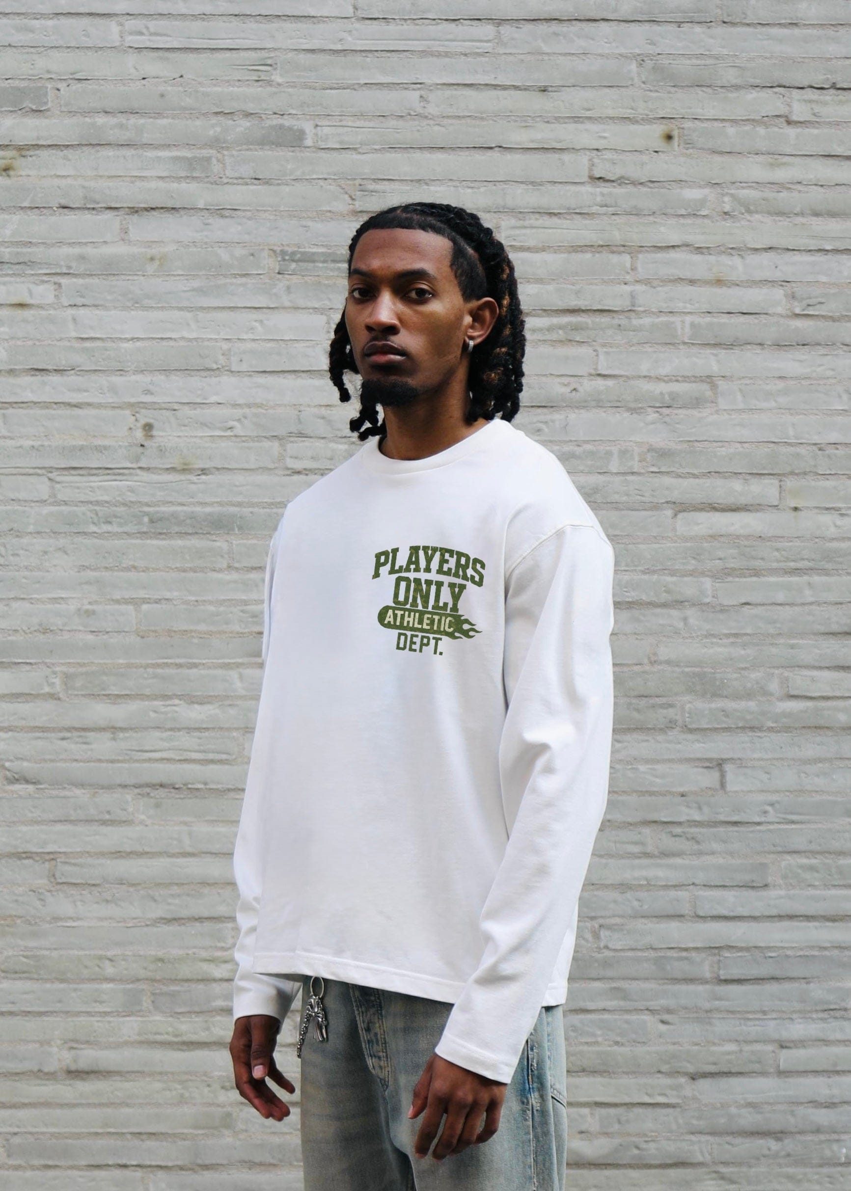 PLAYERS ONLY ECRU CAMO PRINT ATHLETIC DEPT LONG SLEEVE — Small — Side View