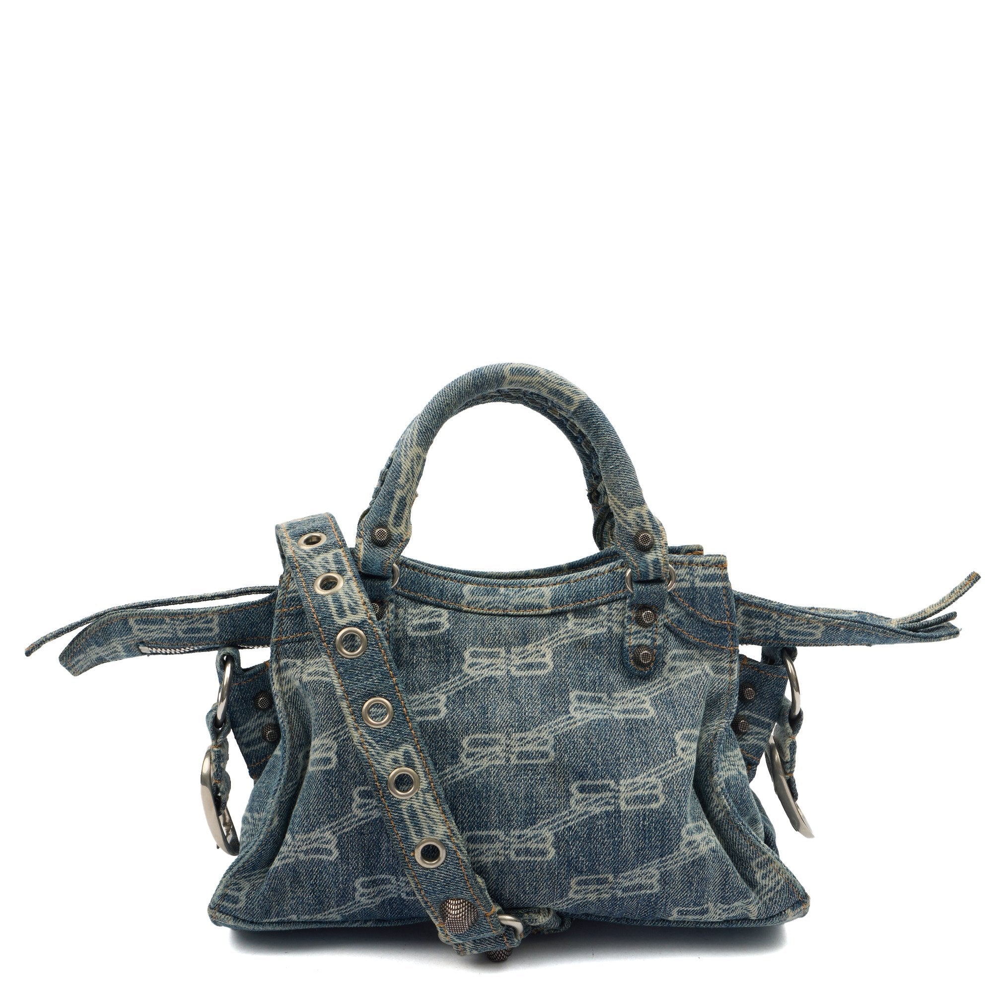 Balenciaga Mini Bag Neo Cagole XS in Blue, Canvas — Back View
