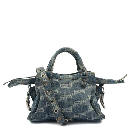 Balenciaga Mini Bag Neo Cagole XS in Blue, Canvas — Back View