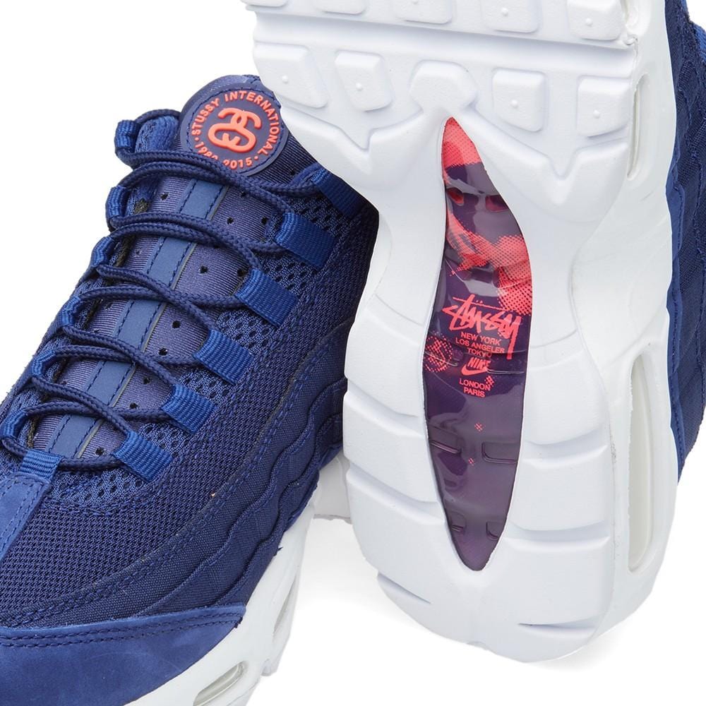 Stussy x Nike Air Max 95 Loyal Blue — UK 3 | EU 35.5 | US 3.5 — Back View