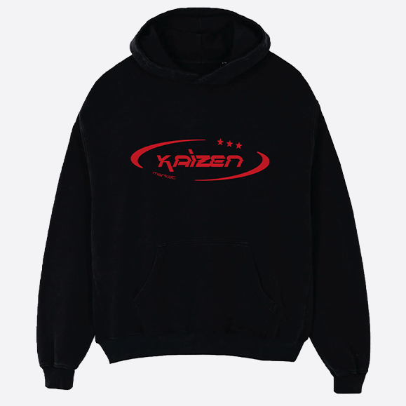 KAIZEN MARKET HI JACKER HOODIE BLACK — SMALL — Side View