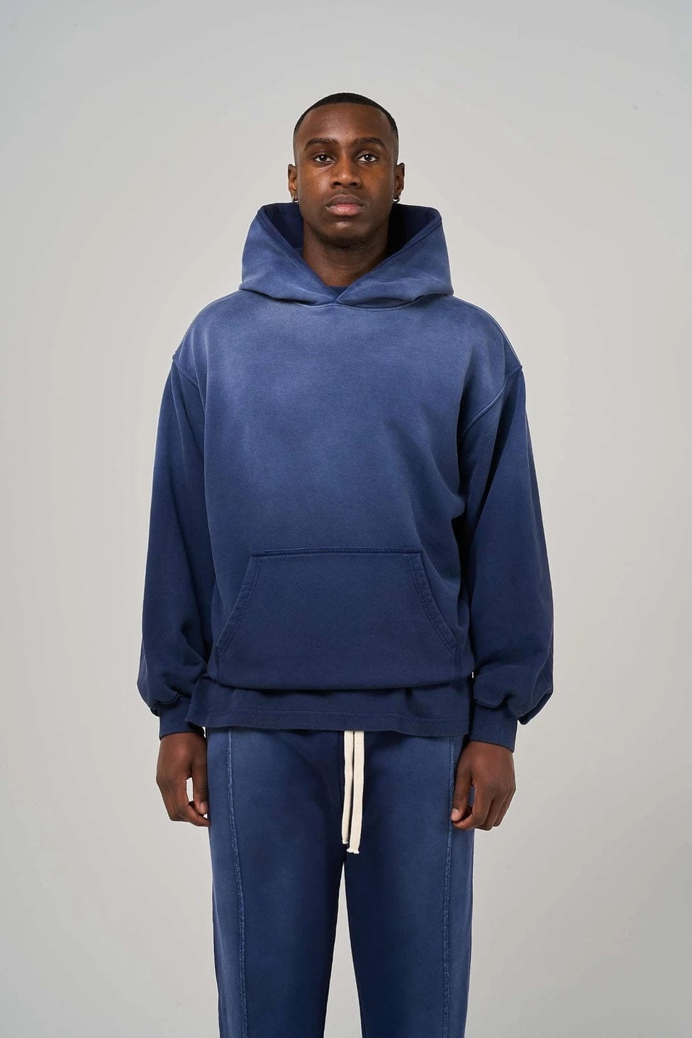 KAIZEN MARKET BLANK HEAVYWEIGHT FADE OUT HOODIE BLUE — XS — Side View