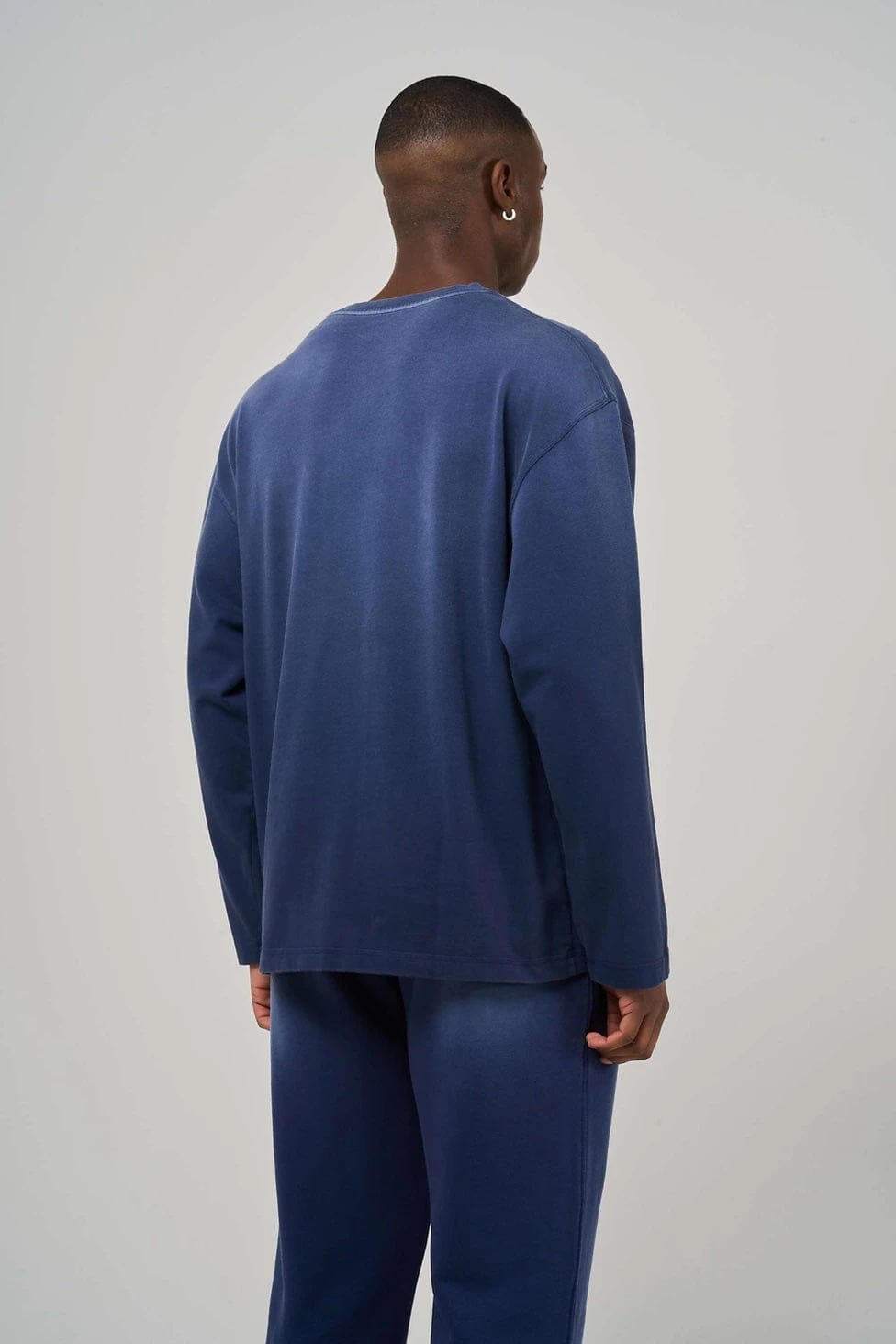 KAIZEN MARKET BLANK HEAVYWEIGHT FADE OUT LONGSLEEVE TEE BLUE — XS — Back View