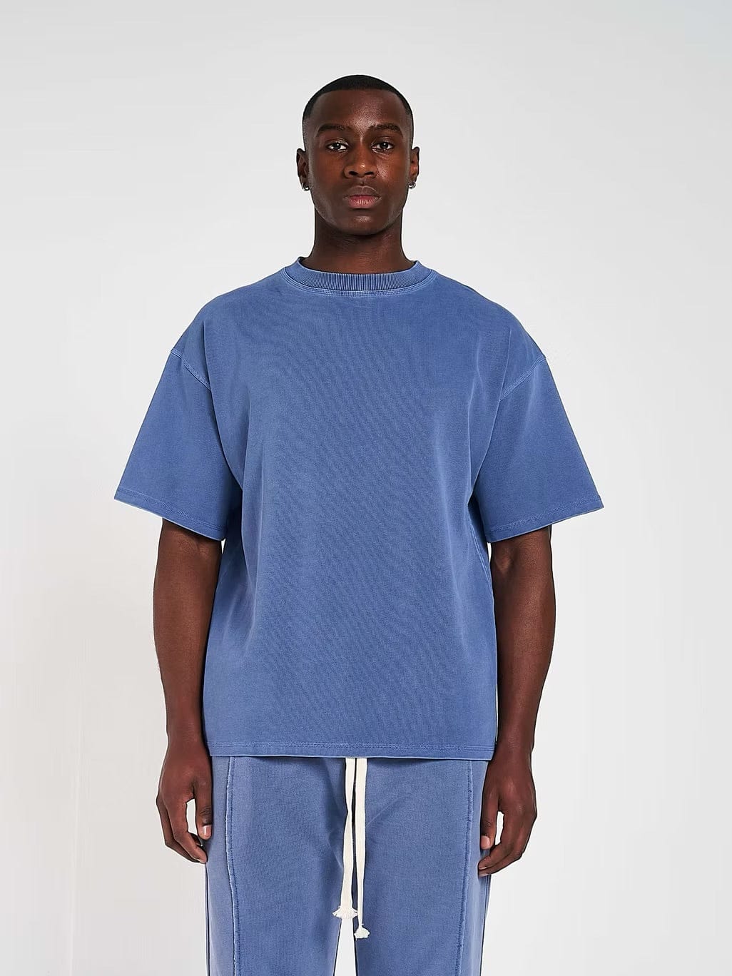 KAIZEN MARKET BLANK HEAVYWEIGHT VINTAGE BLUE TEE — XS — Back View