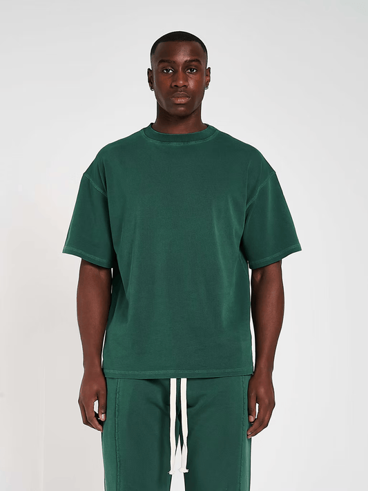 KAIZEN MARKET BLANK HEAVYWEIGHT TEE VINTAGE GREEN — XS — Side View