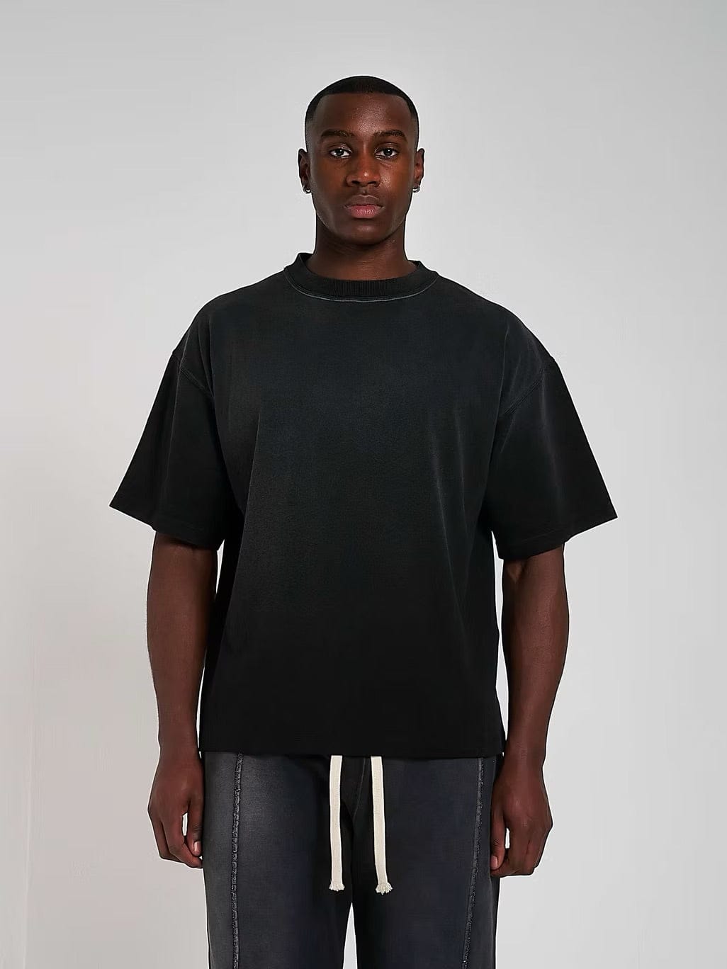 KAIZEN MARKET BLANK HEAVYWEIGHT FADE OUT TEE BLACK — XS — Back View