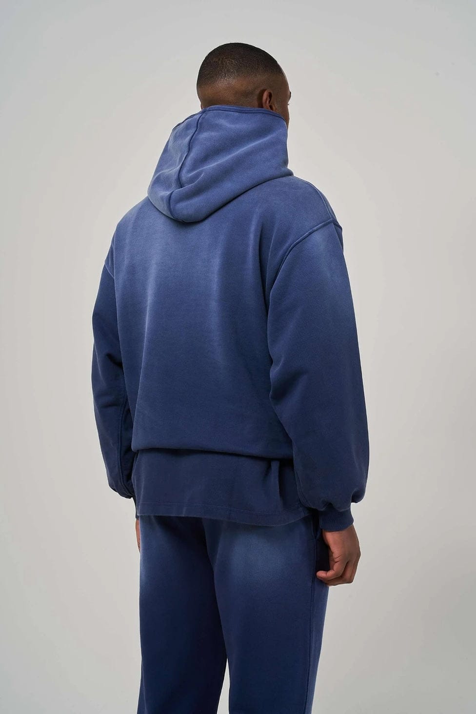 KAIZEN MARKET BLANK HEAVYWEIGHT FADE OUT HOODIE BLUE — XS — Back View
