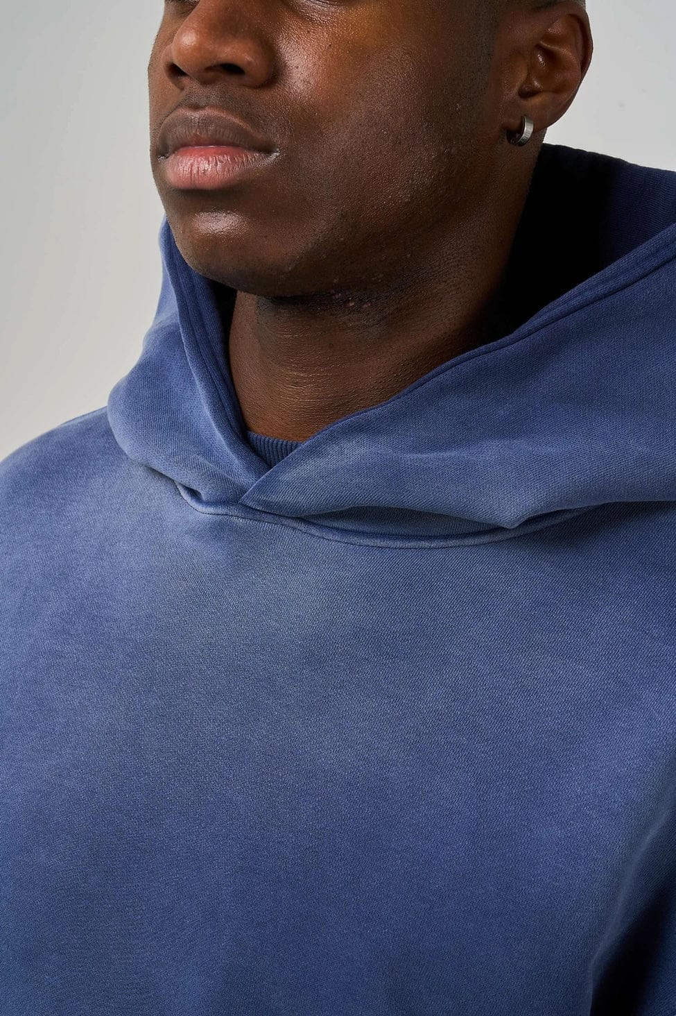 KAIZEN MARKET BLANK HEAVYWEIGHT FADE OUT HOODIE BLUE — XS — Top View