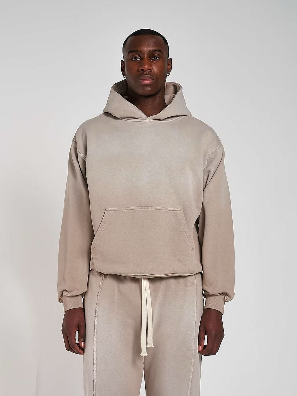 KAIZEN MARKET BLANK HEAVYWEIGHT FADE OUT HOODIE MOCHA — XS — Back View